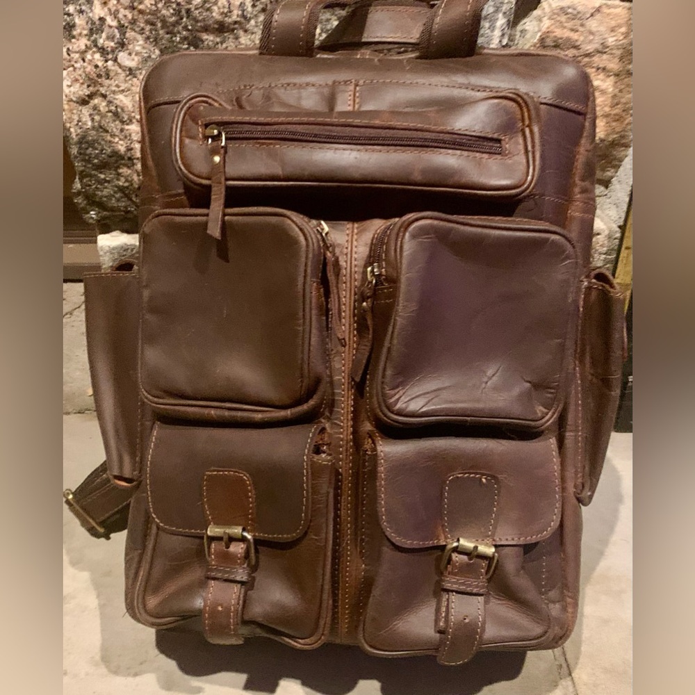Vintage Full grain Leather Men's Backpack